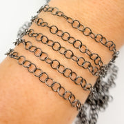 V266BR. Black Rhodium Sterling Silver Cable Chain
